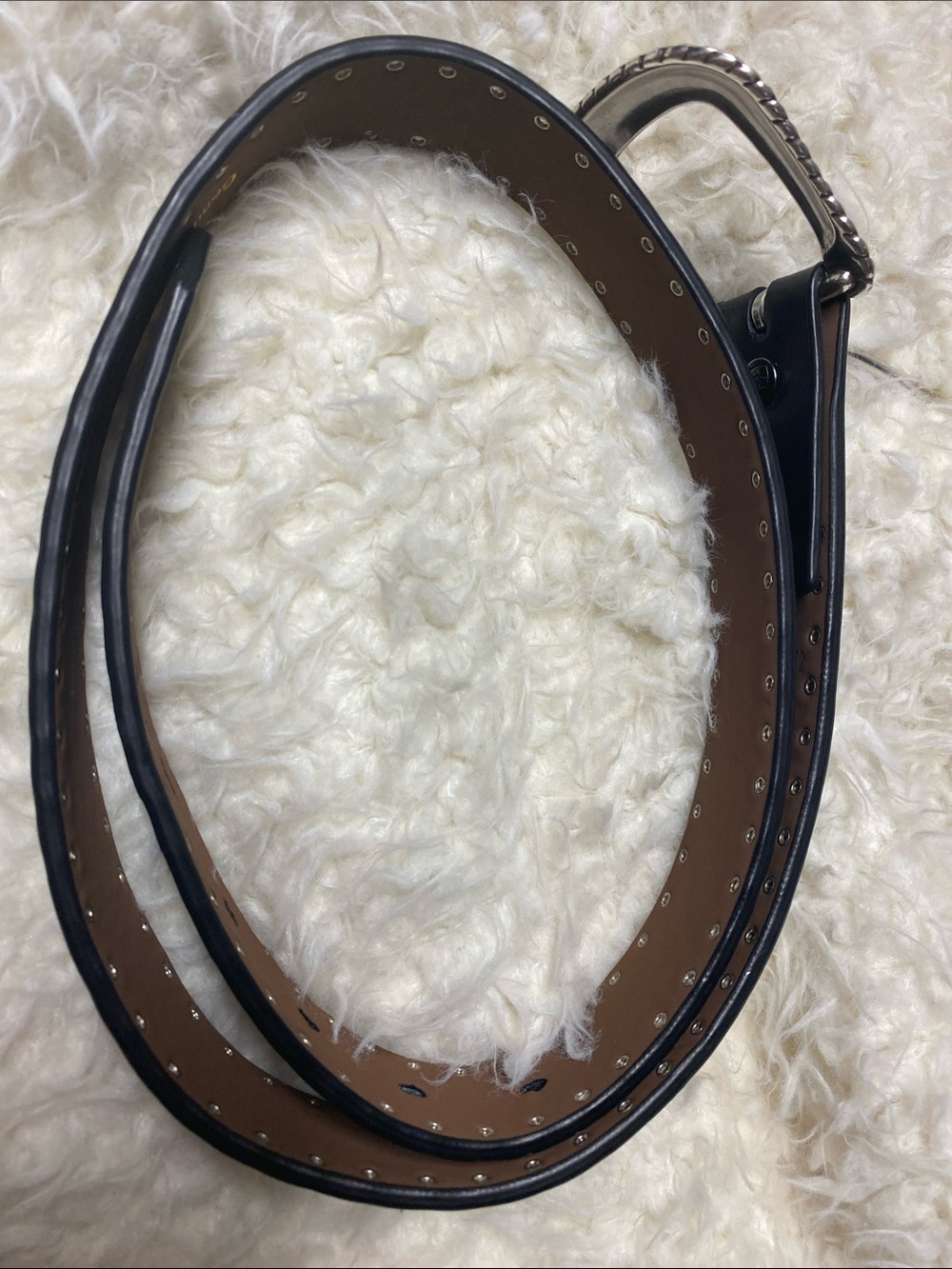 Ariat Black Genuine Leather Western/Biker Belt with Ornate Silver Buckle - Picture 9 of 11